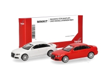 Herpa 014144 - H0 - Audi A4 Limousine -  weiß/rot - Bausatz (2 Stück)